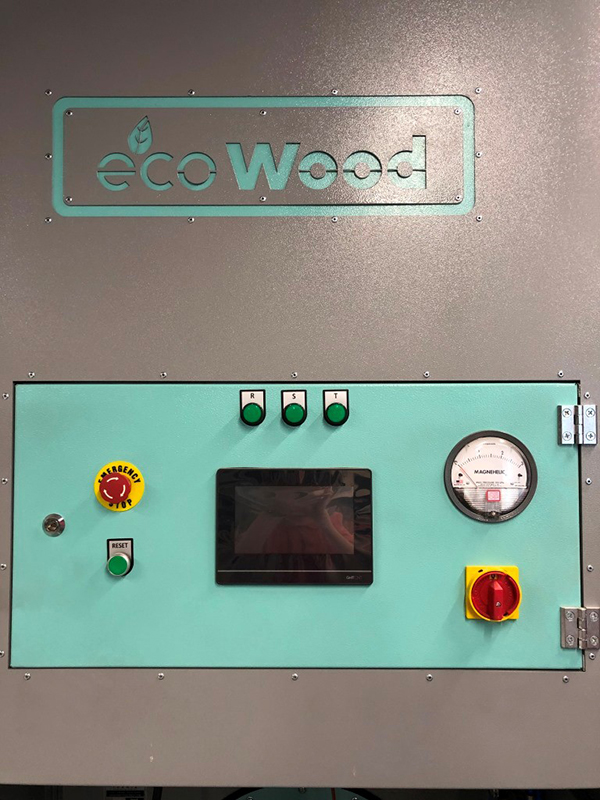EcoWood FICUS - 8000  Пульт управления  Пульт управления состоит из сенсорной панели управления, датчика перепада давления, кнопок вкл/выкл и аварийной остановки фильтра, индикаторов работы  Панель управления дает возможно менять режим работы вент...