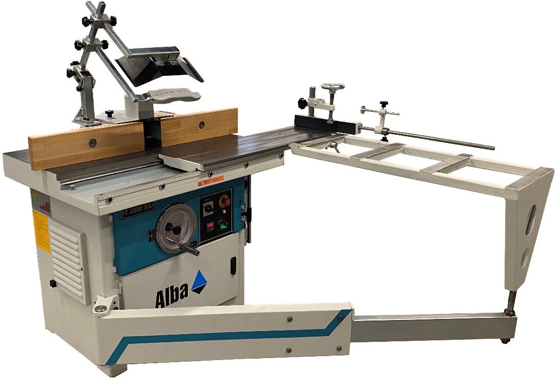 ALBA T2100SA  Шипорезная каретка с расширительным столом  Чугунная шипорезная каретка позволяет работать с тяжелыми заготовками и сохраняет точность перемещения на всем периоде службы станка  Телескопическая опора с расширительным столом позволяет...