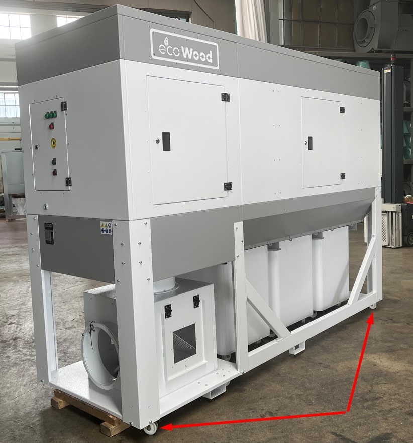 EcoWood FPC-6500 GEN2  Колесная платформа  Фильтр оснащен колесной платформой для удобного перемещения внутри цеха 