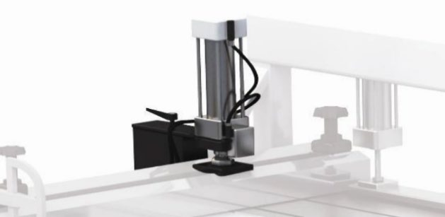 Filato 3200 COMFORT  Пневматический прижим  Пневматический прижим для фиксации негабаритных заготовок  Срабатывает по щелчку тумблера и фиксирует заготовку автоматически, без предварительной настройки на толщину детали 