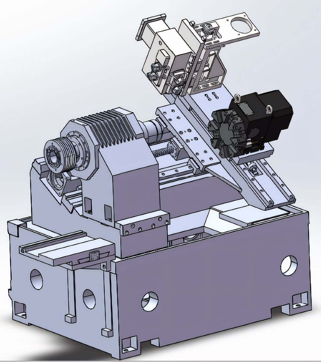 KMT 35/210S  Наклонная монолитная станина из чугуна с углом наклона 30°  Отсутствие вибраций при обработке, жесткость и стабильность конструкции  Для снятия напряжения станины проходят термообработку: Внутренние части станины усилены ребрами жестк...