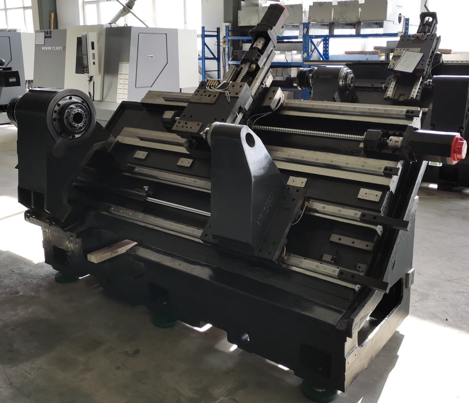 KMT KTL 56/500 Fanuc  Цельнолитая наклонная станина высокой жесткости  На данной серии станков используется цельная станина с углом наклона 45°, изготовленная из чугуна марки HT300 с внутренними ребрами жесткости  Такая конструкция станины обеспеч...