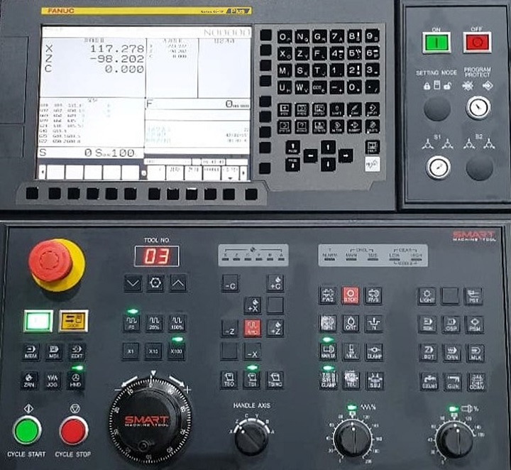 SKM GHT360  Система ЧПУ FANUC 0i-MF (5) Plus  В стандартной  комплектации устанавливается обновлённая система ЧПУ FANUC 0i-MF (5) Plus, LCD монитор 10,4 дюймов  В версии Plus расширен функционал: Панель оператора может поворачиваться на 90°, обесп...