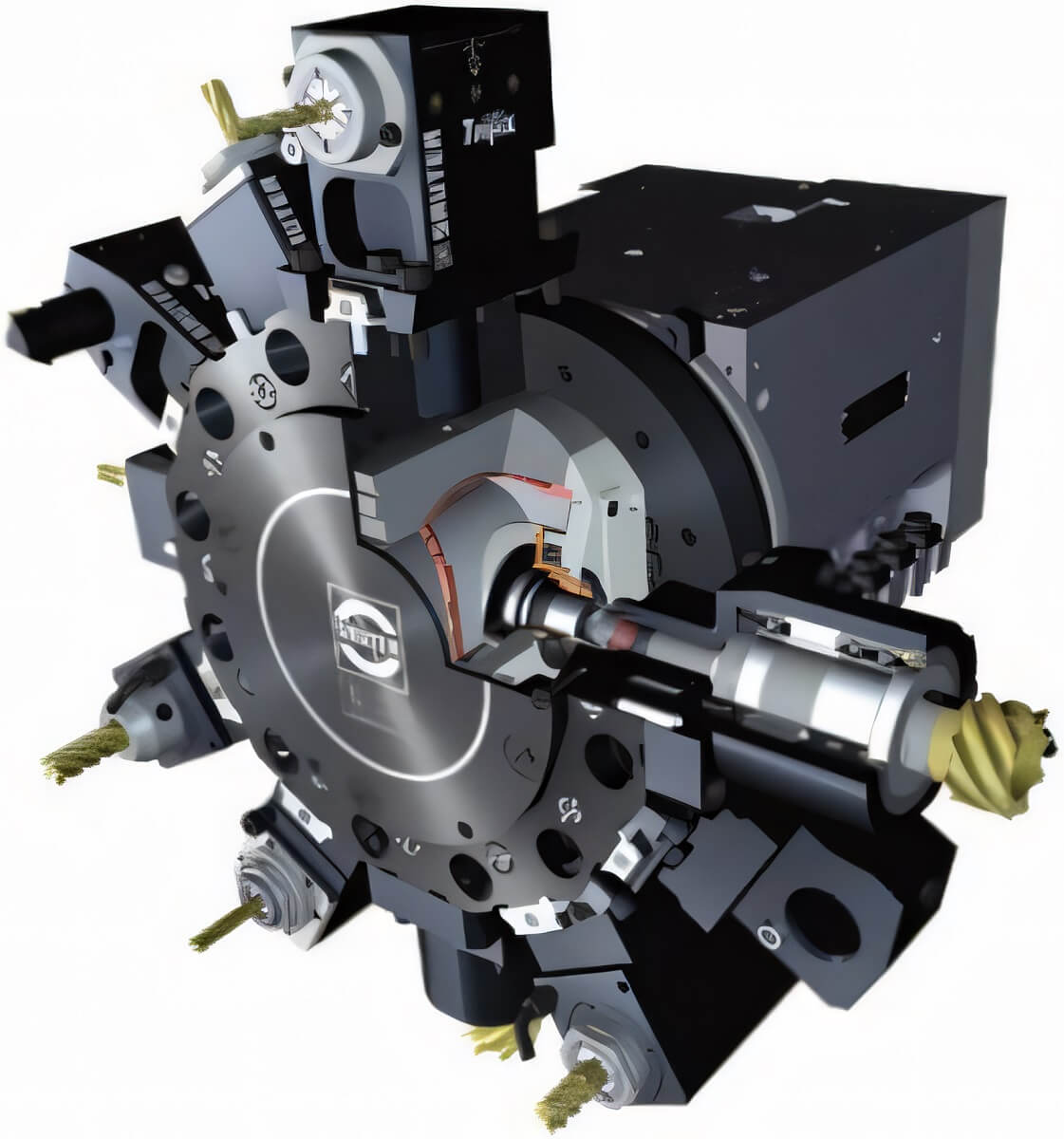 SPECTR TH-250  Револьверная головка  Револьверная головка на 12 приводных позиций BMT65 (4000 об/мин) для расширения технических возможностей оборудования 