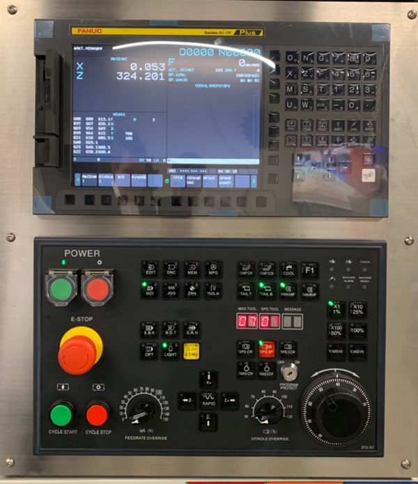 SPECTR TL-200  Система ЧПУ  В базовой комплектации устанавливается обновлённая система ЧПУ FANUC 0i-TF (5) Plus, LCD монитор 10,4 дюймов В версии Plus расширен функционал: