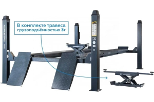 Подъемник четырехстоечный 5 т, c ручной траверсой 3 т N433, для сход-развала, механическое снятие, серый 4450_MG(M)