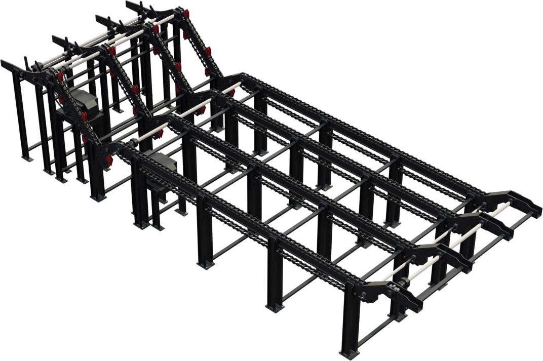 EcoWood UFP-260  Загрузочная эстакада для бревен  Автоматизирует процесс загрузки на бревнопильный станок Длина накопительной части – от 4 м Загрузочная эстакада для бревен ЛБ