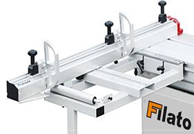 Filato FL-1600  Жестко фиксированная поперечная линейка  Поперечная линейка станка изготовлена из толстостенного алюминиевого профиля большого сечения  Жестко фиксируется к поддерживающему столу в двух точках под углом 90 градусов к линии пропила ...