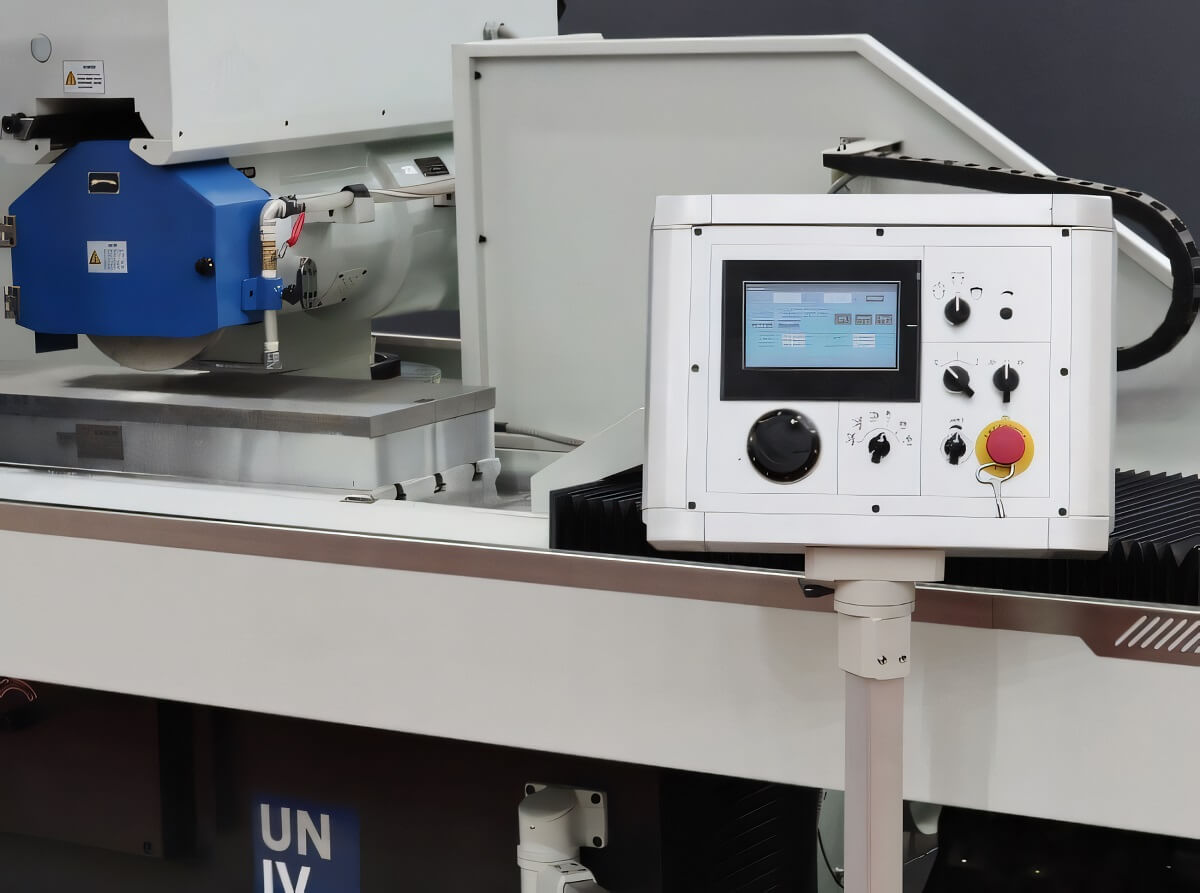 UNIVEQ USG 2063NC2  Панель управления станка с PLC контроллером  Панель управления станка с PLC контроллером находится на подвижном блоке, расположенном на поворотном кронштейне, что делает процесс управления станком более удобным, так как позволя...
