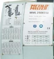 MML 2550 V Удобство настройки Для настройки рабочих параметров на передней бабке Metalmaster MML 2550 V 17033 имеются информационные таблицы 